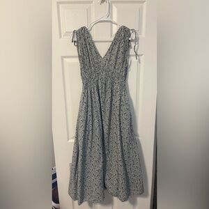 Madewell Blue and White Floral Midi Dress